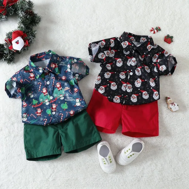 Set di abbigliamento 1-6 anni Natale Ragazzi Vestiti Completi T-shirt a maniche corte Top Pantaloncini Set estivo da 2 pezzi