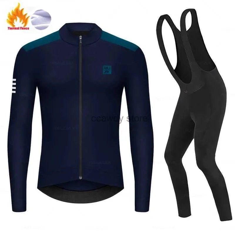 Herrspårspår Raudax Winter Thermal Fece Cycling Jersey Set Normal Studios Racing Bike Cycling Suit Mountian Cycling Clothing Ropa CiclismOH24130