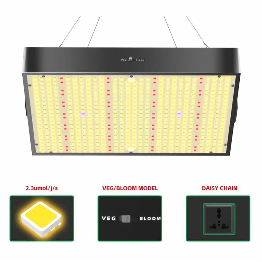 Spettro completo Coltiva la luce 1000W 1500W 576PCS LED Alta PPFD coltiva la luce con modalità Veg Bloom per la serra coltiva la tenda Illuminazione interna260C