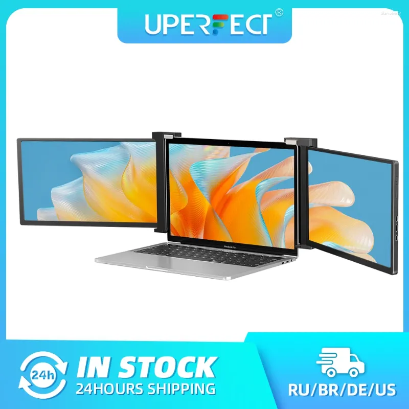 PC için Mini HDMI USB-C ile maksimum 14 inç Üçlü Taşınabilir Monitör Dizüstü Bilgisayar Ekranı FHD 1080p Katlanabilir Çift IPS ekranı