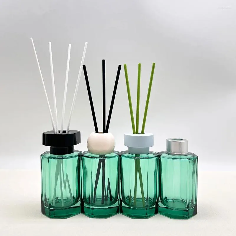 Bottiglie Contenitore per diffusore di fragranze per uso domestico per interni in vetro verde semplice da 100 ml