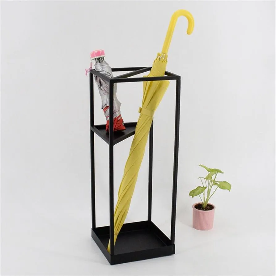 Simple Wind el Umbrella Stand Concise Inn Offices Homes Iron Art Square Umbrella Barrel Lobby Umbrella Storage Rack 20x20x53cm2465