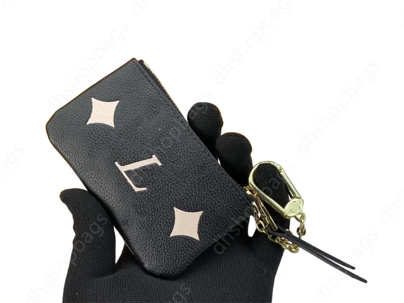 Women Genuine leather Coin Purse Mini Change Purses Kids Coin Pocket Wallets Key Chain Zipper Pouch Card Holder Wallets With box 5A