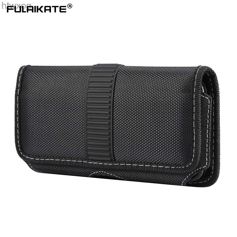 Pochettes pour téléphone portable FULAIKATE 5.8 6.1 6.5 6.7 6.9 sac de téléphone Horizontal pour iPhone 13 Pro Max tissu Durable suspendu pochette de taille universelle pour hommes YQ240131