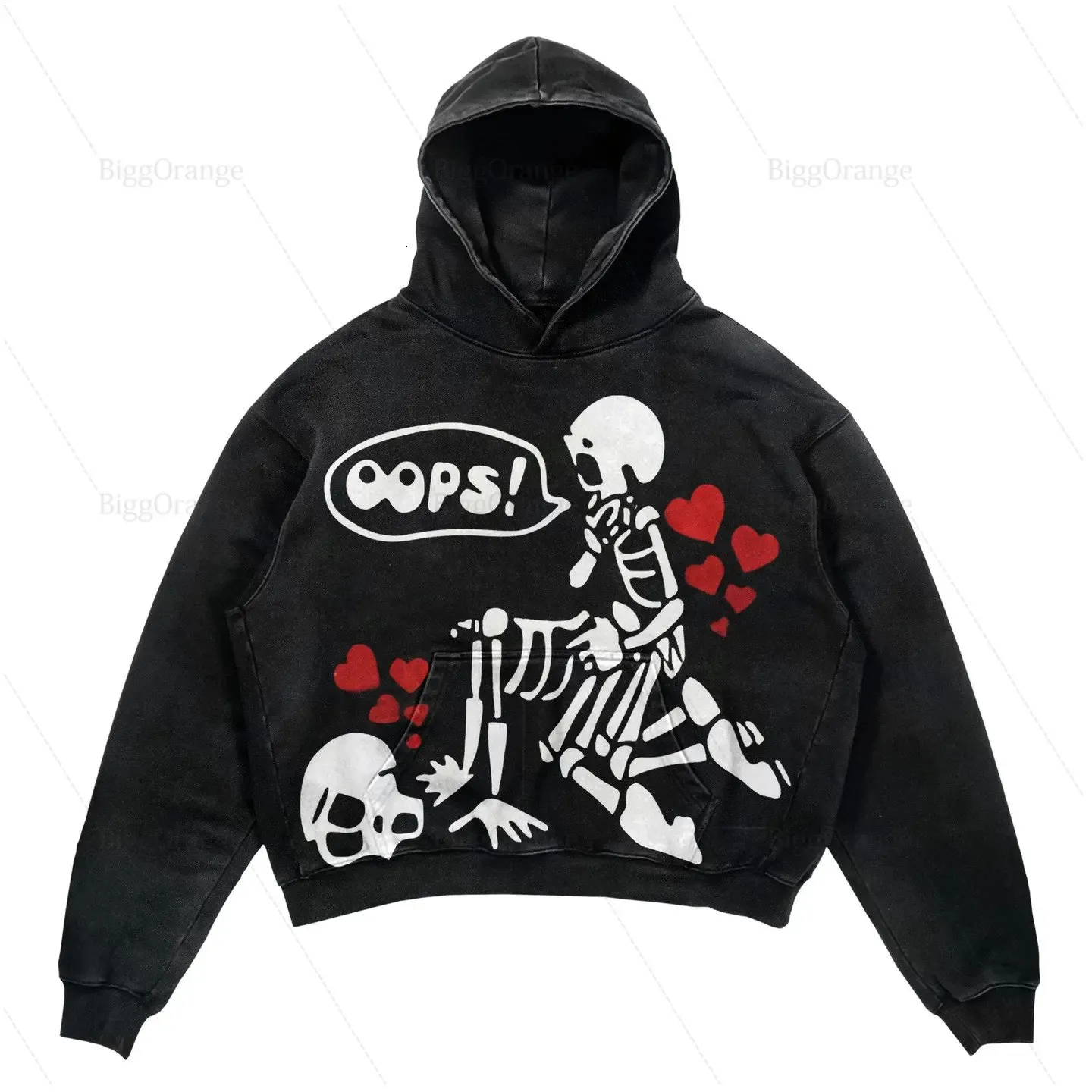 Ins Custommade Skull Print Sweats à capuche Femmes Streetwear Sweat à capuche Vintage Couples Sweat Goth Harajuku Veste Y2k Tops 240131
