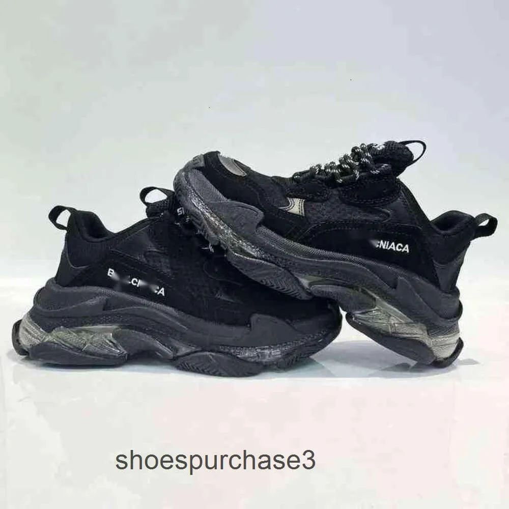 Designer Balencigs Fashion Casual Chaussures Patins à roulettes Même Paris Family's Daddy 2024 Lovers' Ins Crystal Air Cushion Bottom 6 couches Sports surélevés AWCK