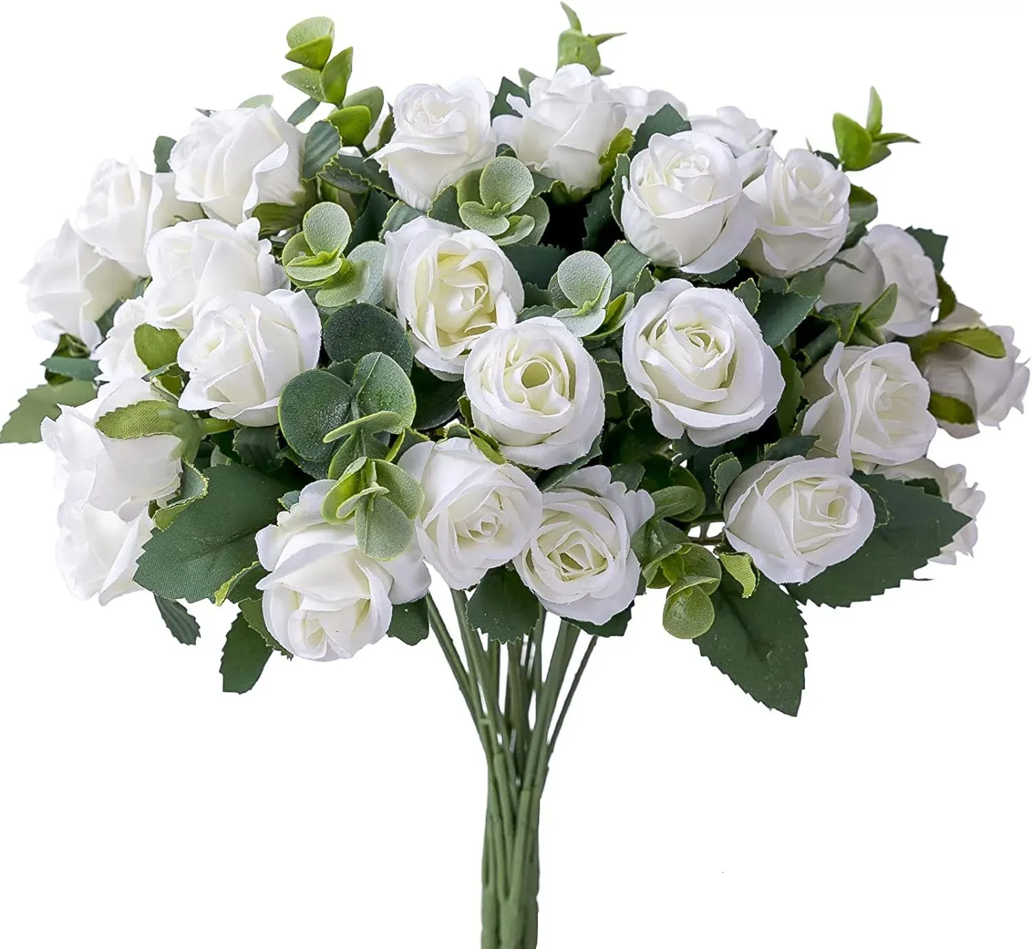 10 fleurs artificielles roses en soie feuilles d'eucalyptus blanc bouquet de pivoine fleurs artificielles utilisées pour les tables de mariage vases de fêtes décoration de la maison 240131