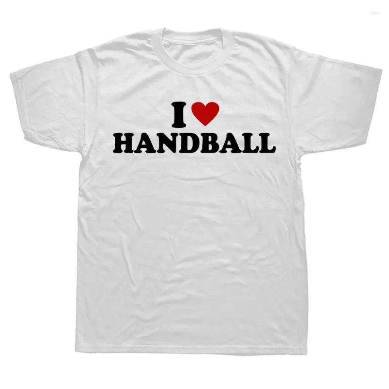 Homens camisetas Engraçado Roupas Mens Eu Amo Handebol Impresso Gráfico Streetwear Manga Curta Hip Hop Harajuku T-shirt Coréia Estilo Tees