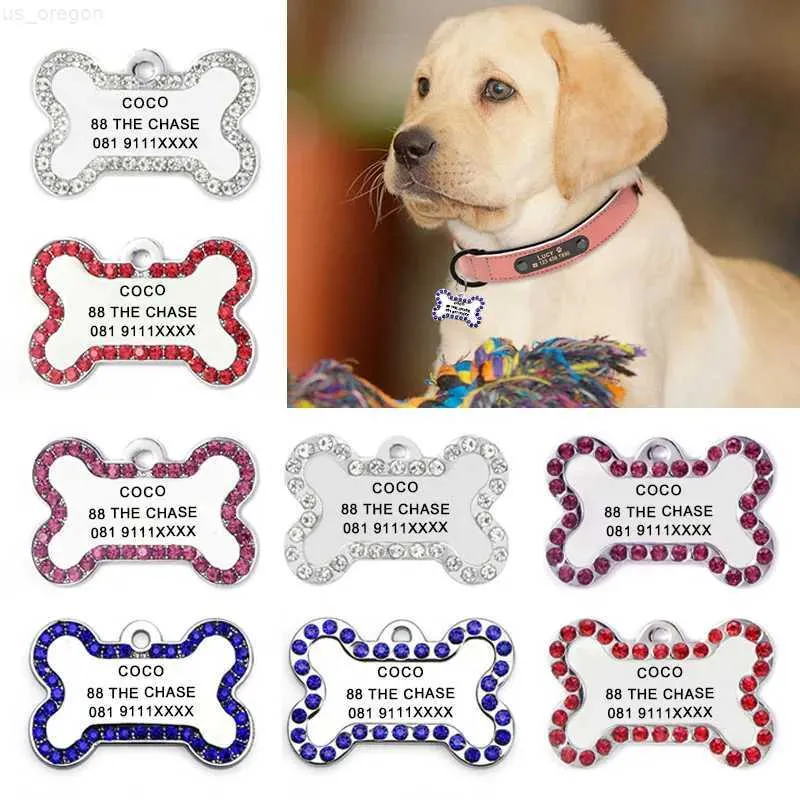 Dog Collars Leashes Personalized Pet ID Tags Engraved Pet Name Number Address Cat Dog Collar Pet Pendant Puppy Cat Necklace Charm Collar Accessories