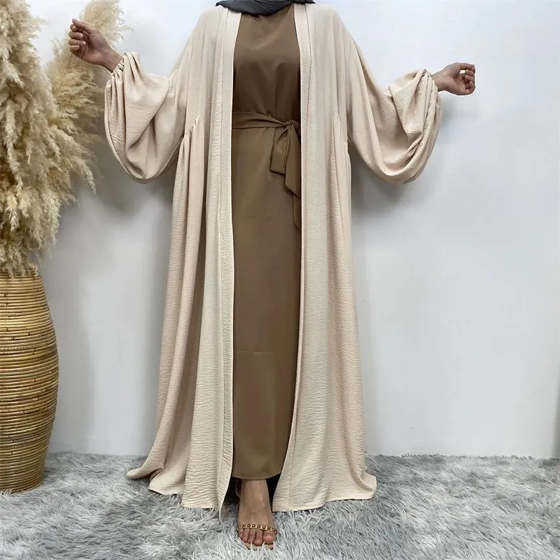 Casual Jurken Abaya Dames Islamitische Moslim Kimono Bescheiden Gewaad Bladerdeeg Mouw Zakken Turkije Kaftan Dubai Afrikaanse Voor Vrouwen