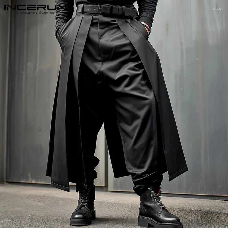 Men's Pants INCERUN 2024 Korean Style Trousers Pleated Layered Design Pantalons Casual Fashionable Loose Wide Leg Long S-5XL