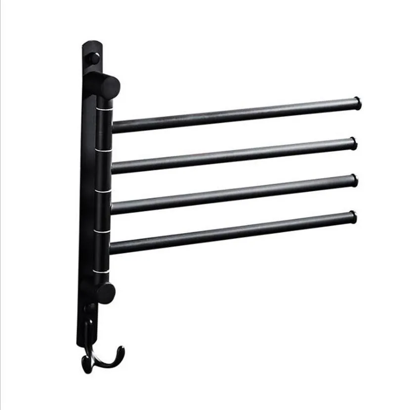 Stainless Steel Black Finish Swing Out Towel Bar Folding Arm Swivel Hanger Holder Folding Movable Bath Towel Bar T200916243S