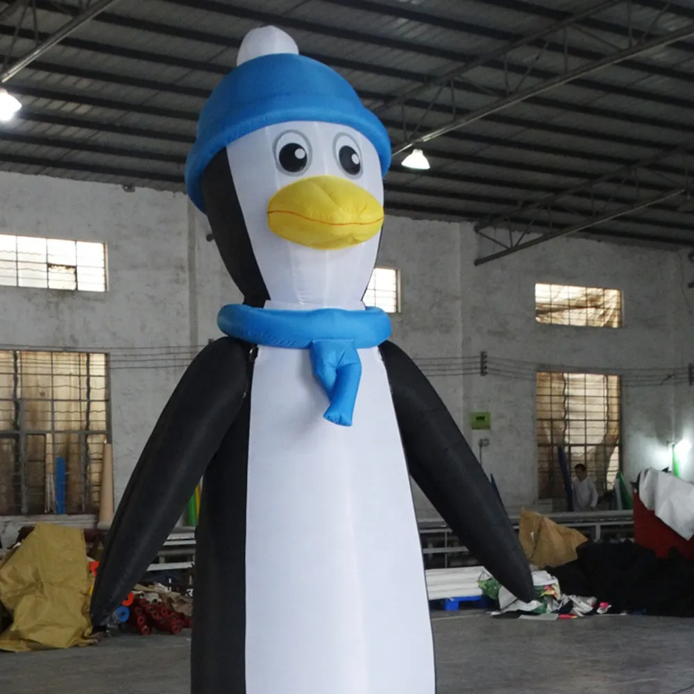 Atacado ao ar livre bonito 3m 5m alta réplica animal modelo de pinguim inflável gigante com ventilador para desfile decoração de natal