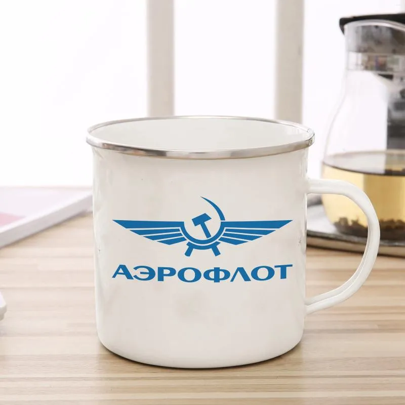 Kubki Aeroflot Russian Airlines Pup Enamel Mug Milk Milk Piwo Zabawne unikalne fanów prezentów upamiętnienie