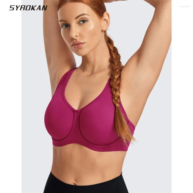 Yoga Outfit SYROKAN Sports Bra Women Max Control Solid High Support Plus Size Underwire Gym Fitness Tops Activewear Curve Underwear