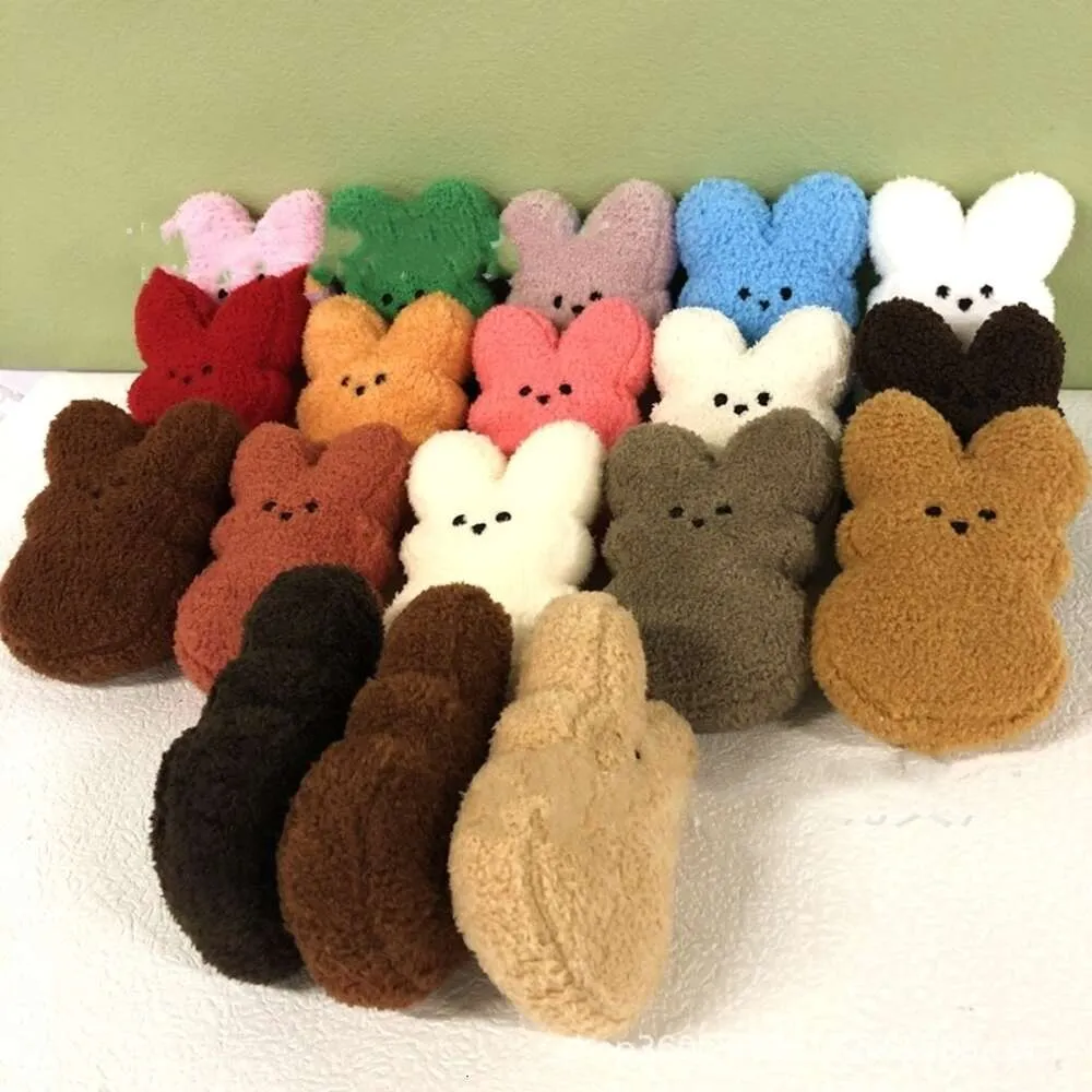 DHL LIBERO Sherpa Fleece Easter peeps coniglietto Ricci Teddy Fur Bunnies 15 CM peluche farcito Borsa per conigli Borsa Cartoon Doll bambini bambino adulto regalo festa 2024 Decor Supplies