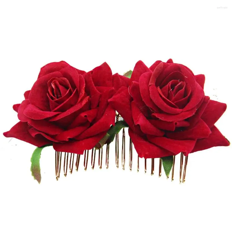 Fermagli per capelli Spille da donna Clip Strumento per lo styling Pettine Festa Decorazione quotidiana da sposa Accessori Viaggio Fiore rosa Copricapo da sposa Regalo