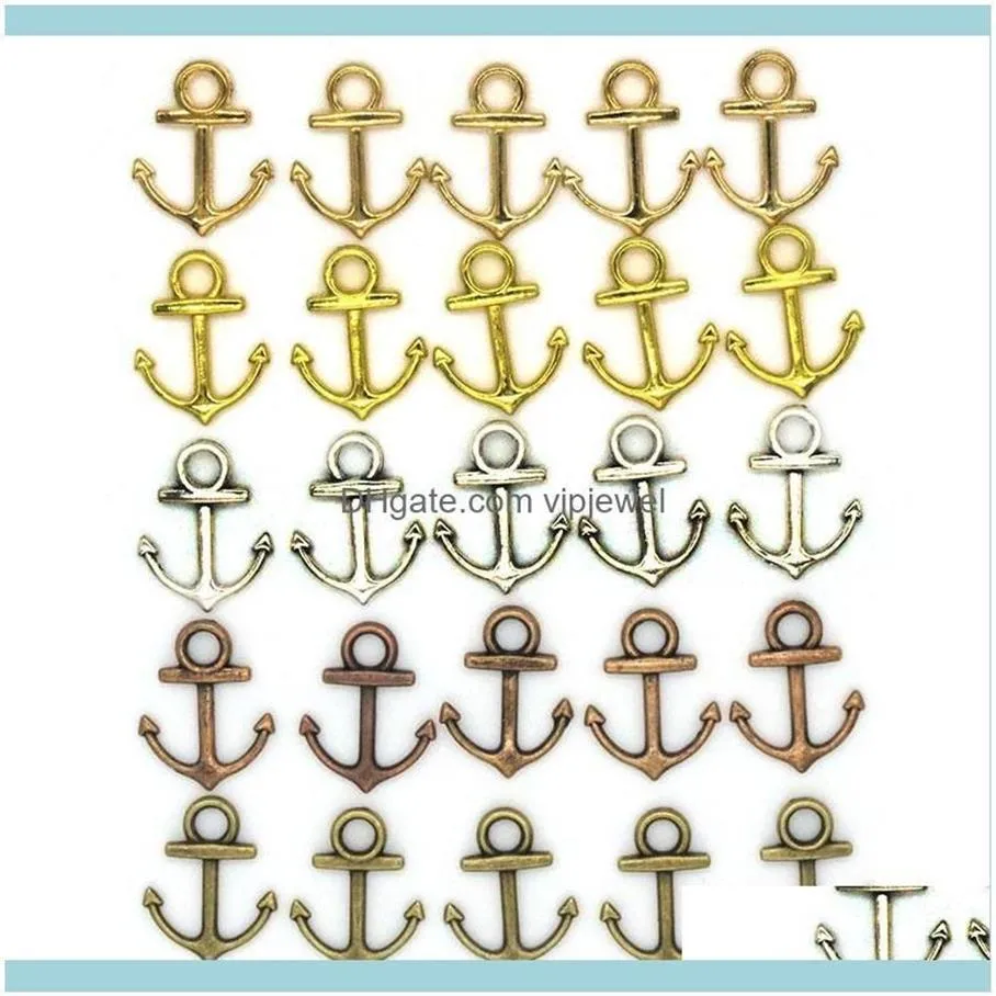 Fyndkomponenter smycken1000pcs 14x19mm diy smycken aessory 5 färger brons sier guld färg legering vintage hav förankring charms2057