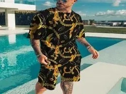 Men039s Tracksuits Hawaiian Mens Printing Set Short Sleeve Summer Casual Floral Shirt Beach Two Piece Suit 2022 Fashion Men Set3819296