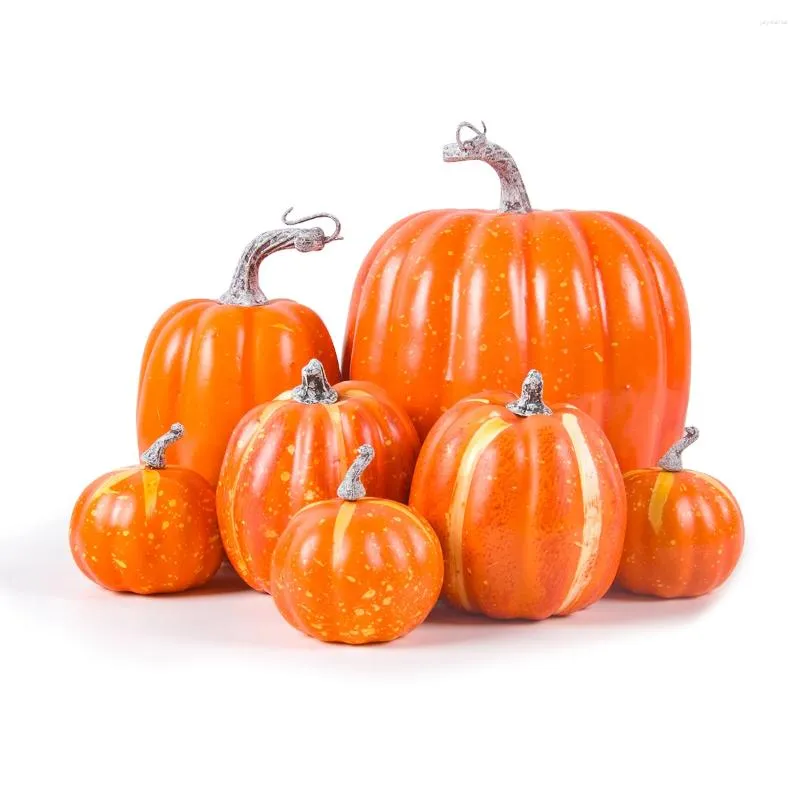 Party Decoration 7pcs Artificial Pumpkin Set Multi Size Simulation Foam Pumpkins Harvest Autumn Thanksgiving Halloween