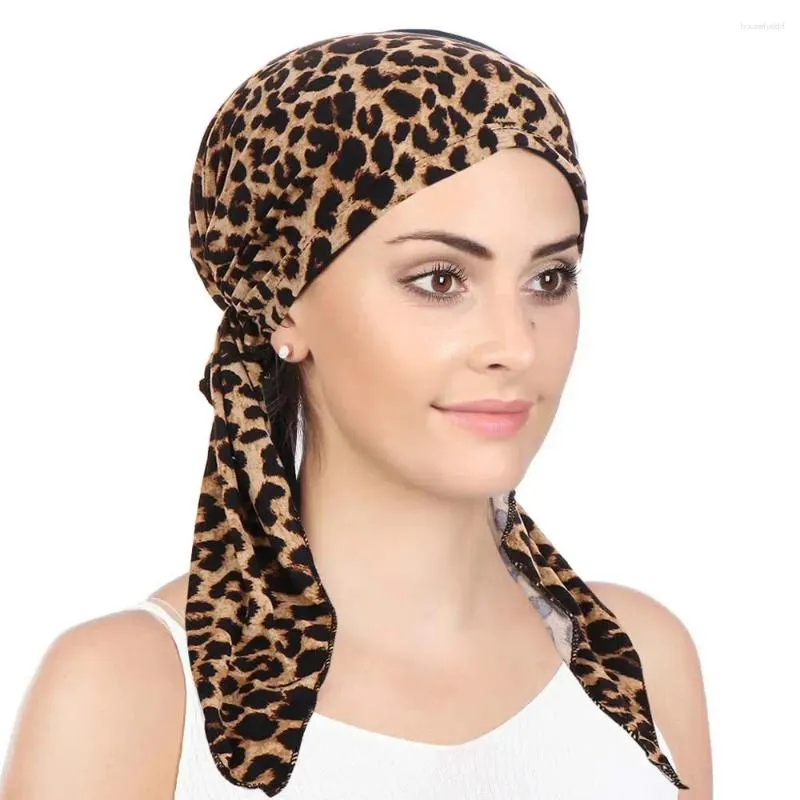 Etniska kläder 2024 Fashion Muslim Hijab Caps for Women Leopard Print Arab Wrap Head Scarf Underterscarf Turbante Mujer