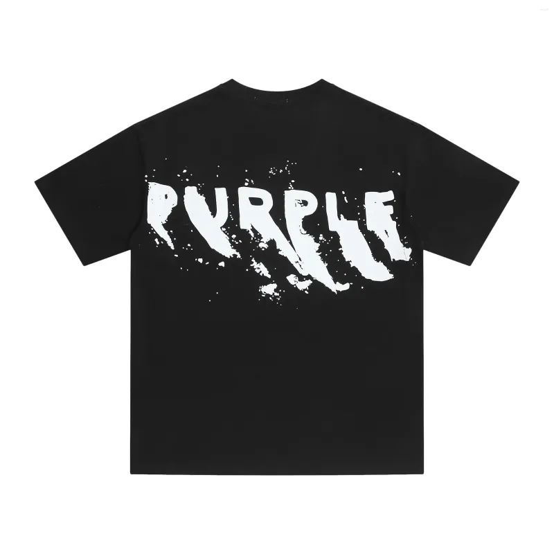 T-shirts pour hommes Purple Brand 2024 Summer Street Tide Splash Ink Lettre Imprimer Coton Lâche Manches courtes