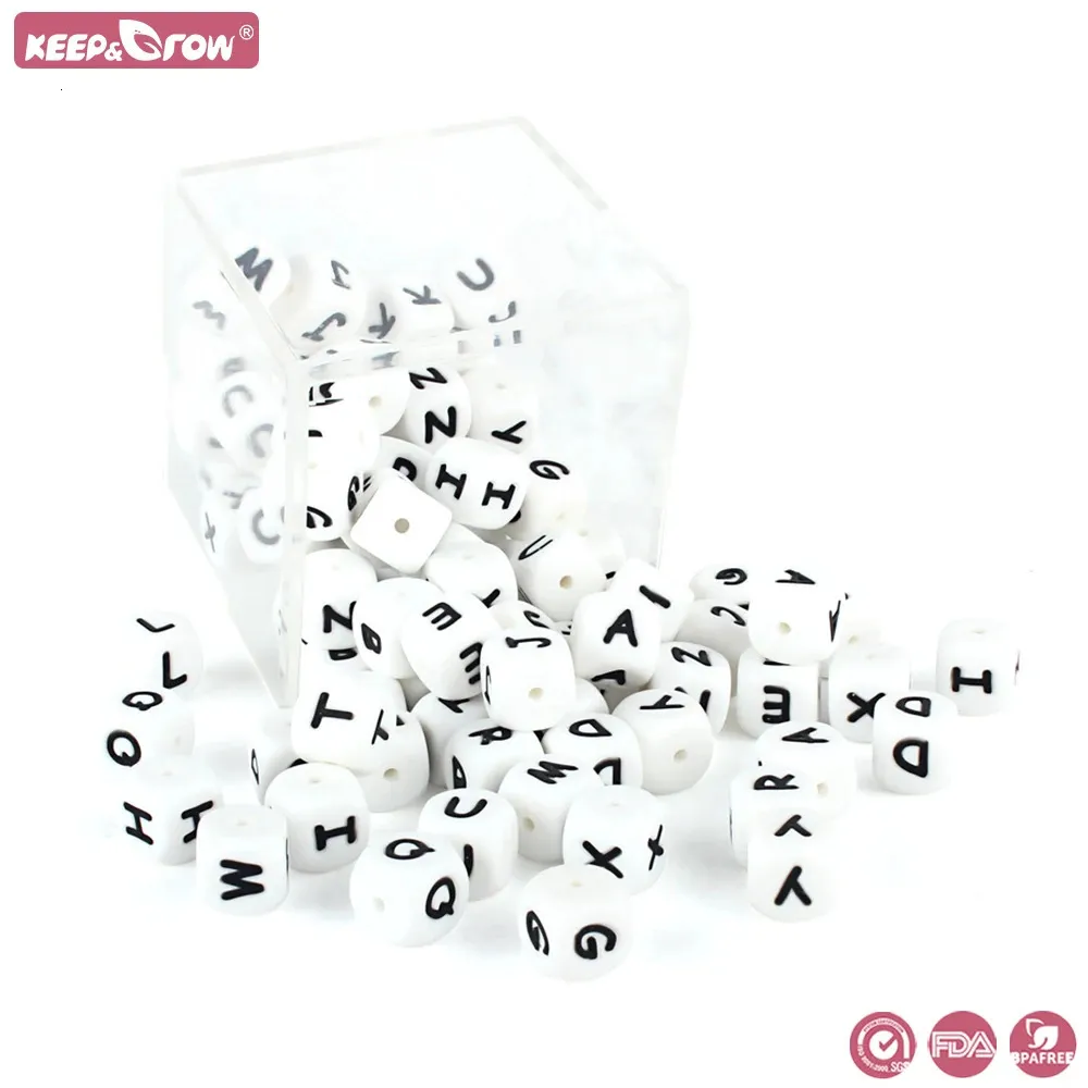 200pcs Silicone Letter Beads 12mm English Alphabet Chew Beads Food Grade DIY Baby Teething Pendant Jewelry Making Necklace 240123