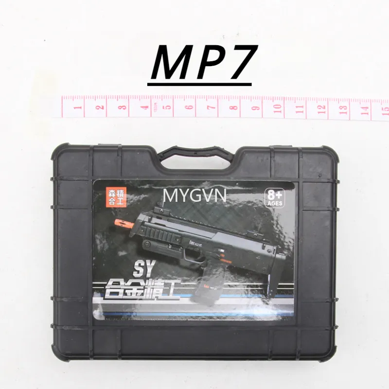 1: 6 MINI MINI MODEL GUN z Komputerem MP7 95 G36 M4 Djerin Yellow River Alloy Metal Fake Gun Collection Prop Prezenty urodzinowe