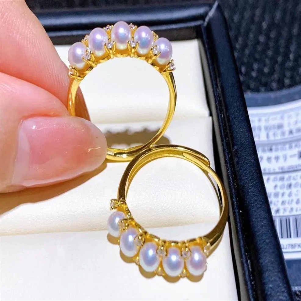 220901401 Diaomondbox Jewelry ring 5 3 5-4mm también conocido como perla au750 plata esterlina chapada en oro amarillo 925 diamantes de imitación ajustables zicron242A