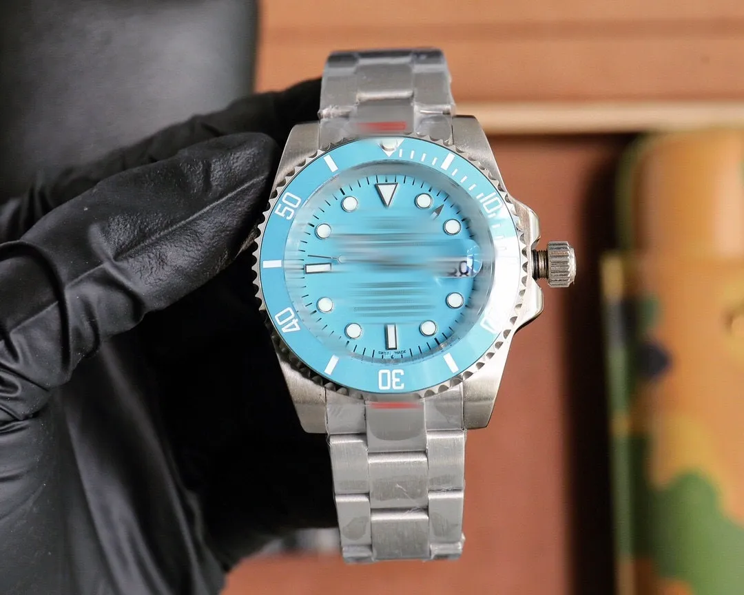 Moda T Azul 40 mm para hombre Bisel de cerámica Pulsera para mujer Lady Master Movimiento mecánico automático Reloj Relojes de pulsera de acero inoxidable completos Relojes Sin caja