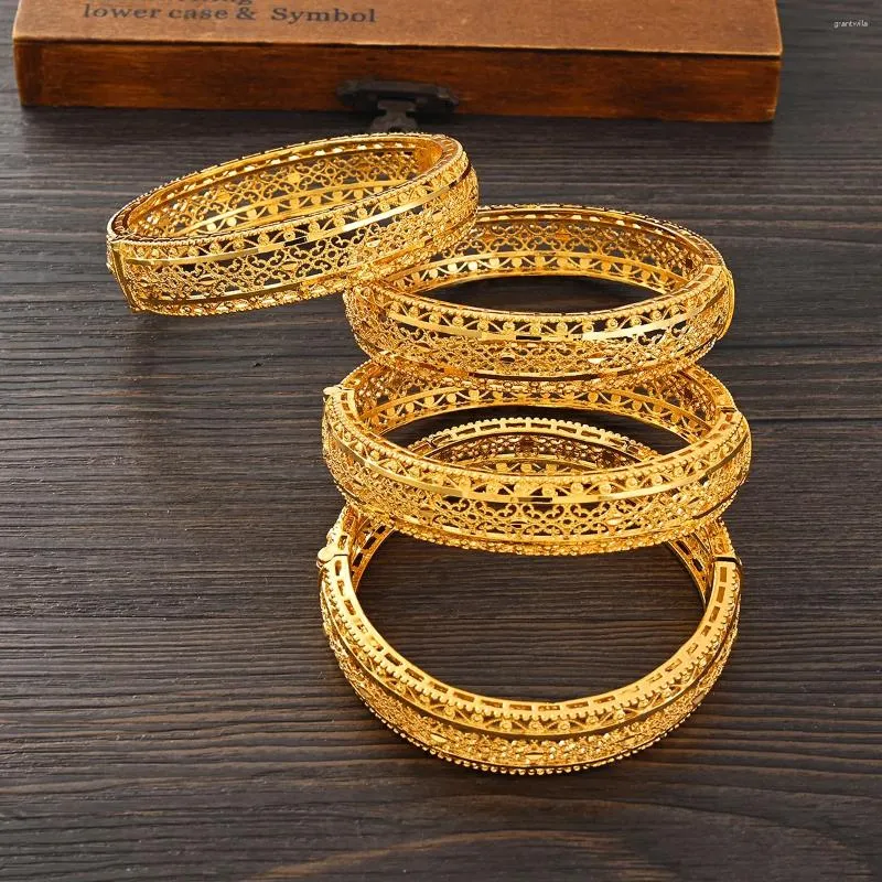 Bracelet Est Big Wide Dubai Gold Color BanglesBracelets Africains Hommes Femmes Bijoux Cadeau