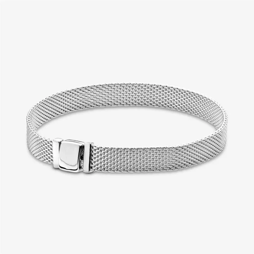 Véritable 100% 925 Sterling Silver Reflexions Mesh Bracelet Fit Authentique Charme Européen Pour Les Femmes De Mariage De Mode Engagement284r