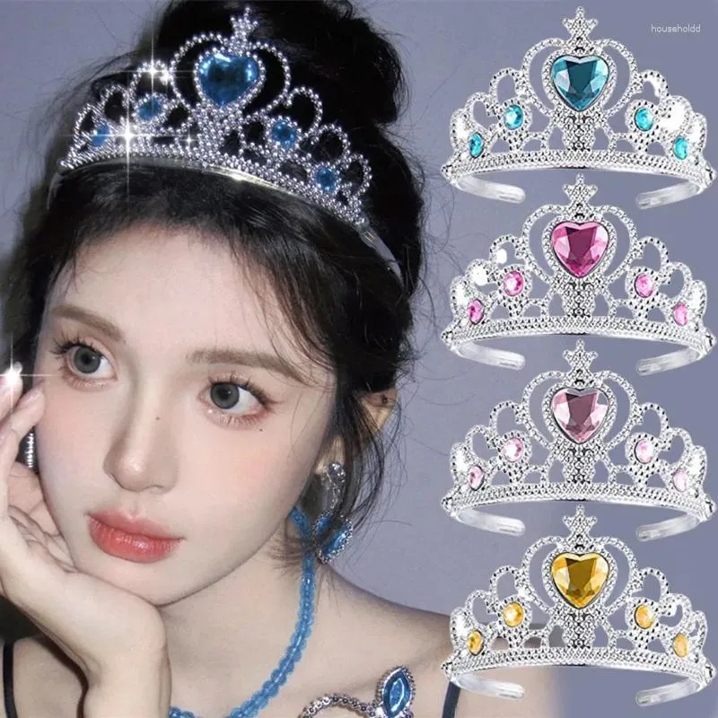 Haarspeldjes Meisjes Bruiloft Koningin Koning Haarband Roze Tiara's Kronen Hoofd Sieraden Accessoires Vrouwen Ornament Blauwe Verjaardag Kroon