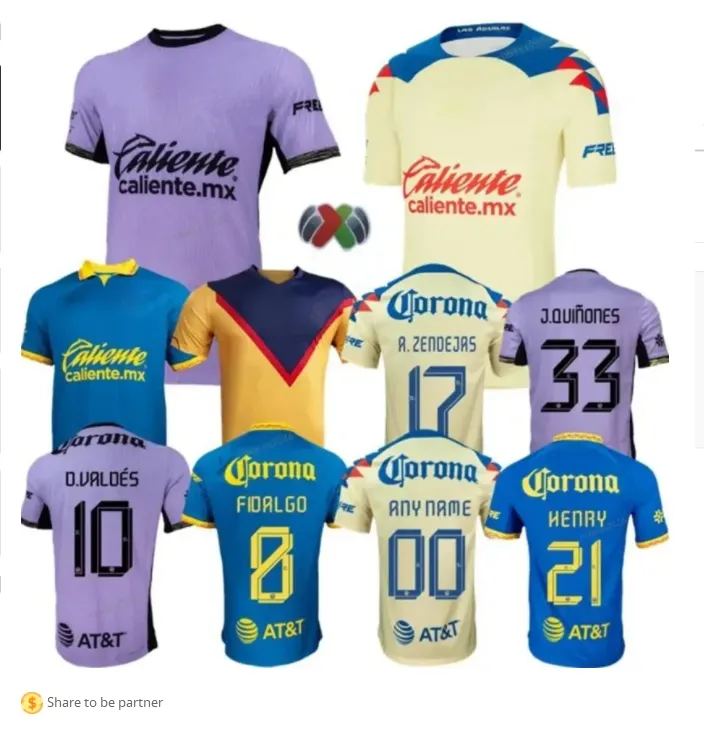 23 24 Liga MX Club América Futebol Jerseys Terceiro Henry R.Martinez Camisa de Futebol D.Valdes G.Ochoa Fidalgo 2023 Fãs Jogador Versão Treinamento Maillot Men Kids Kit