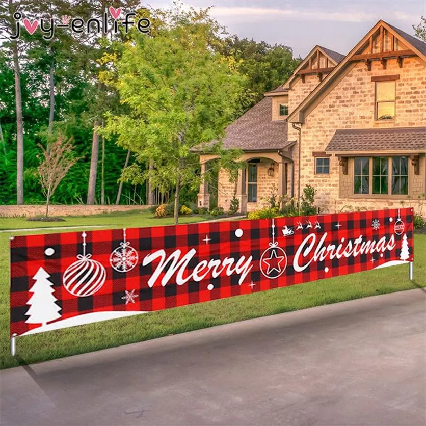 Wesołych Świąt Banner Outdoor Dekoracje świąteczne dla domu Cristmas Flag wiszący ozdoby Xmas Navidad Noel Szczęśliwego Nowego Roku 269I