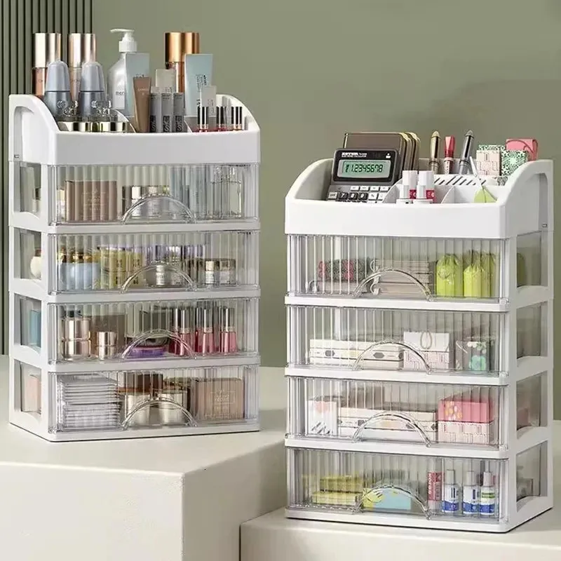 Drawer Makeup Organizer stor kapacitet Plastförvaringslåda Läppstift Holder Office levererar 240125