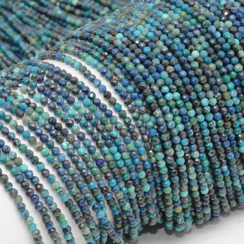 Loose Gemstones Natural Chrysocolla / Quantum Quattro Faceted Round Beads 2.3mm