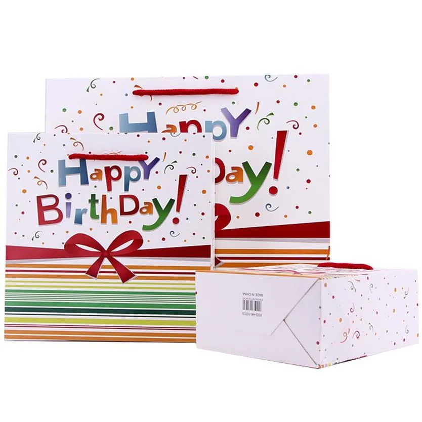 Cadeau cadeau 5pcs joyeux anniversaire sac de papier kraft respectueux de l'environnement avec poignées recyclables magasin emballage188b