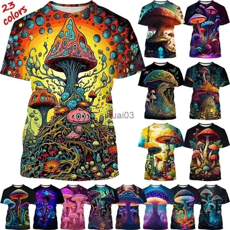 T-shirt da uomo Fungo Stampa 3D T-shirt da uomo e da donna Modello vegetale O-Collo Manica corta Foresta Moda Casual Top unisex T-shirt oversize