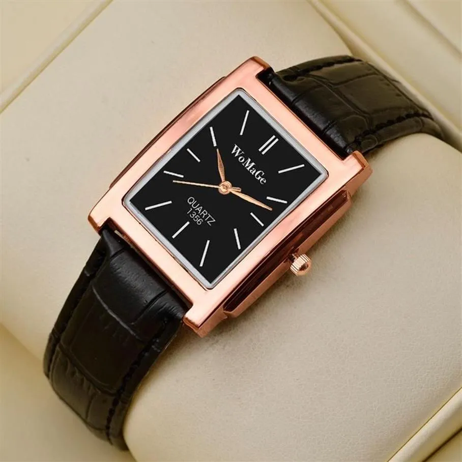 Armbandsur Womage Leather Band Montre Femme 2021 Fashion Casual Rectangle Quartz Women's Clock Ladies Watch Gift270V