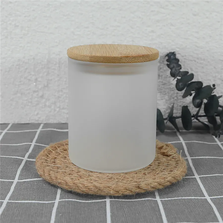 6oz short straight glass tumbler sublimation Tea light candle cup with bamboo lid clear frosted fragrance candle cups mini glasses tumblers for heat transfer bulk