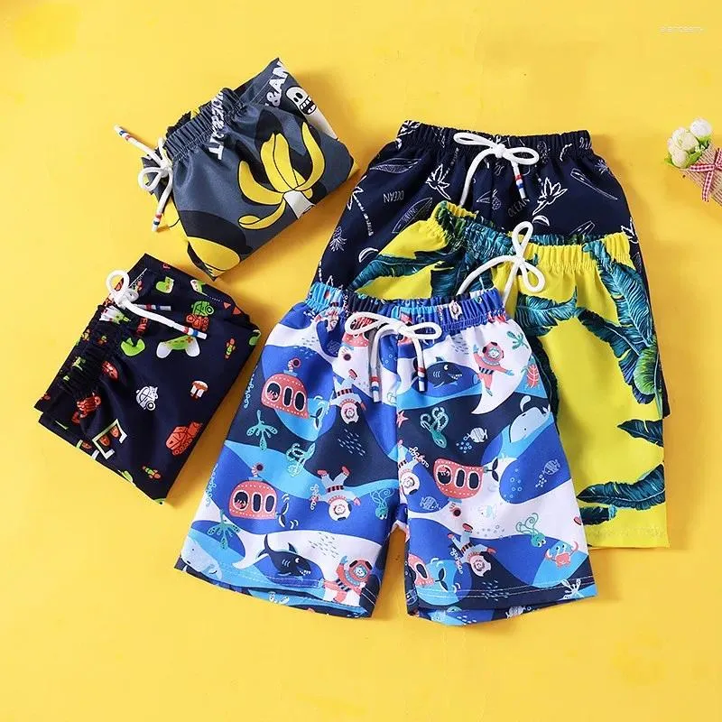 Byxor 2024 Summer Children's Shorts Beach Trunks Swimming Pant Boys Casual Loose Big Girls Cartoon Fashion Croped Pants