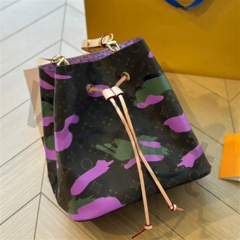 Camo bucket bag speed bags tie sterven afdrukken kersenbloesem roze handtas designer handtas schoudertas messenger bag outdoor248w