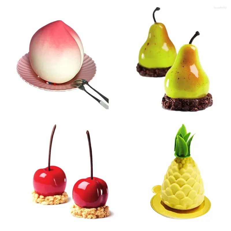 Moules de cuisson 3D Fruit Forme Silicone Gâteau Moule Outil Décoration De Noël Poire Pomme Ananas Pêche Poêle Antiadhésive