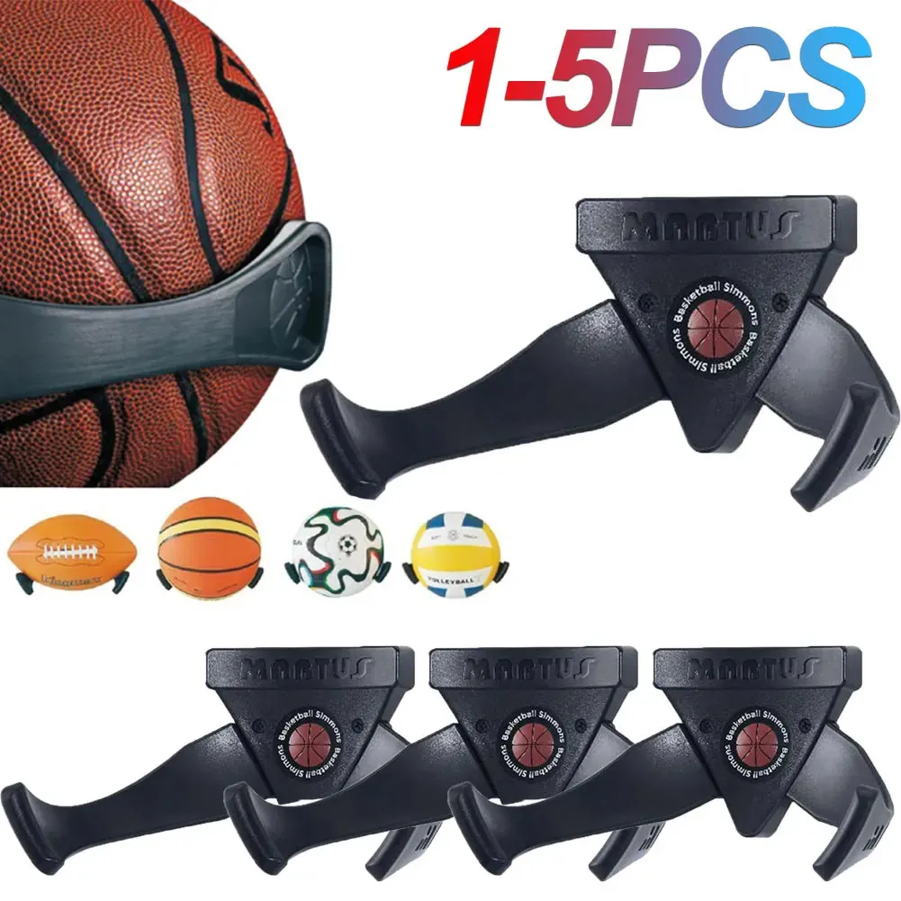 1-5 pçs suporte de bola sem perfuração rack montado na parede esportes basquete futebol exibição de armazenamento na parede interna casa indoor240129