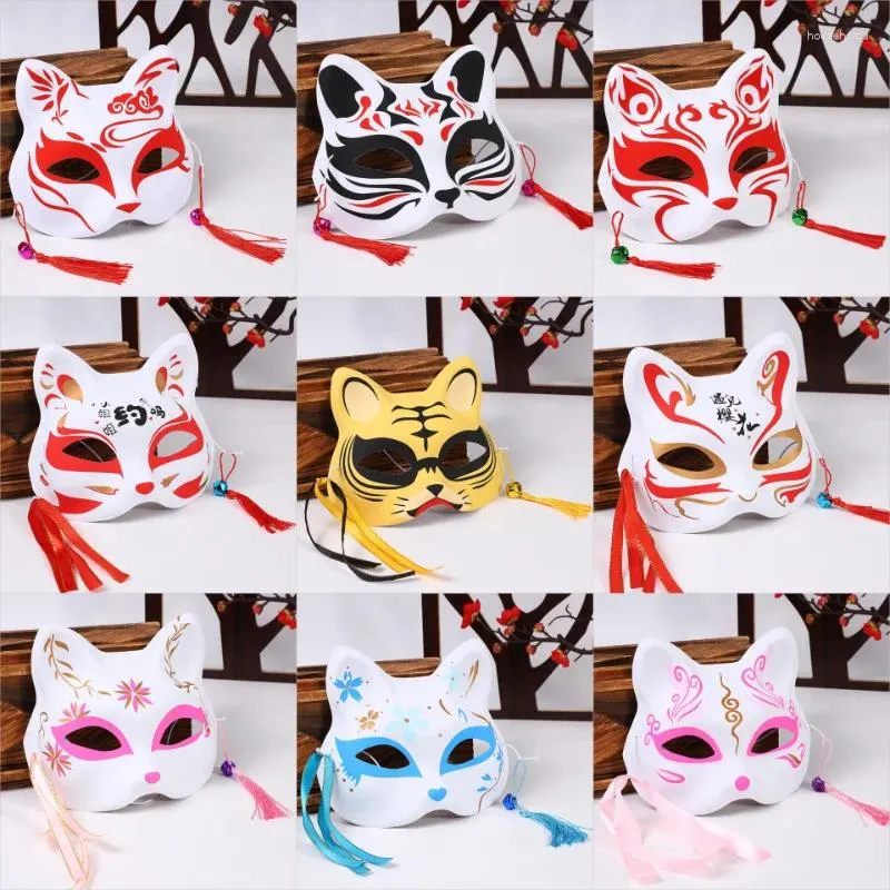 Party Supplies Unisex Japanese Fox Mask Cat Masquerade Festival Ball Kabuki Kitsune Full Face Masks Costumes Props Accessories