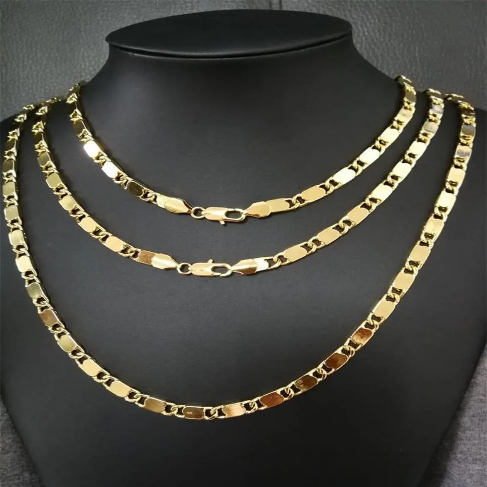 Real Gold Plated Chain 6 3mm Band Width Men Necklace Women Chains 19 Inches 28273e