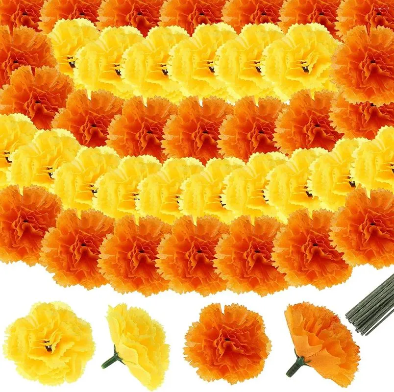 Dekorativa blommor Artificial Marigold Halloween Silk Mexico för födelsedagsfest Diwali Thanksgiving Decor 2024
