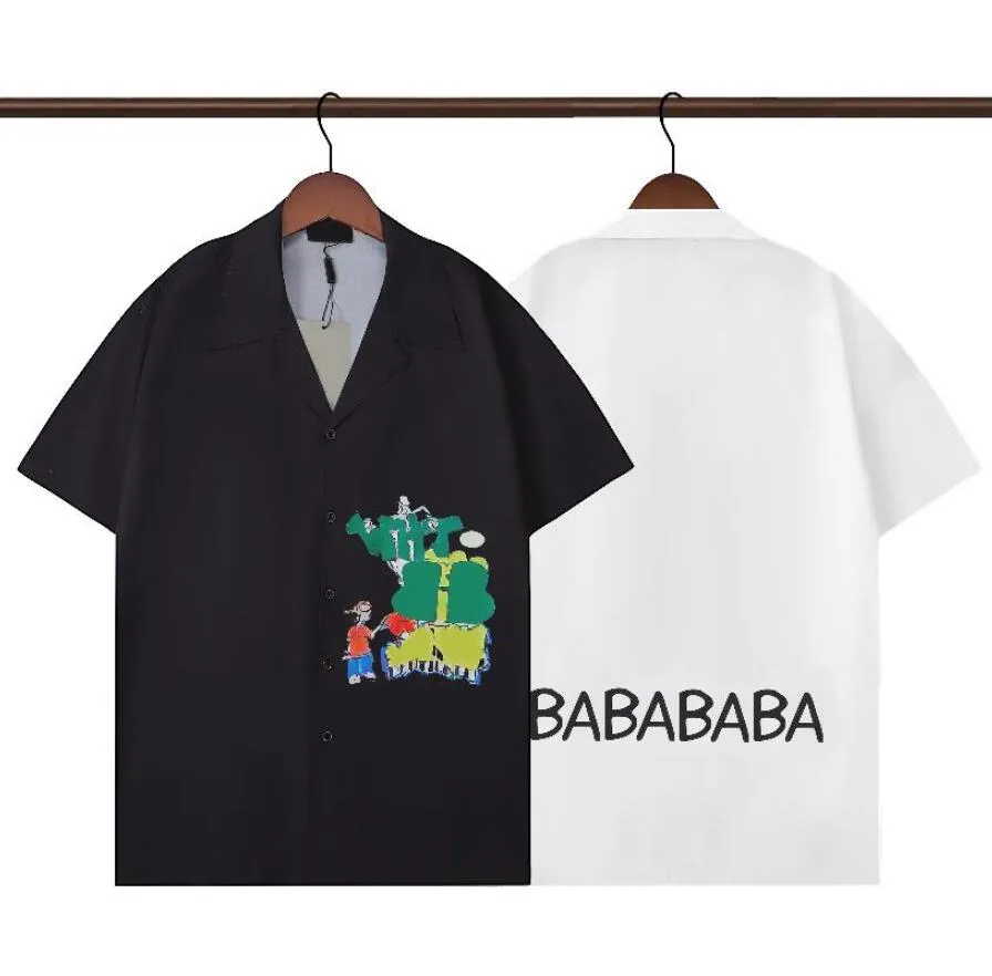 2024 Summer Mens Designer T shirt with Letter Fashion Short Sleeved Shirts Men's Silk Bowling Shirt Loose Tee Tops M-3XL