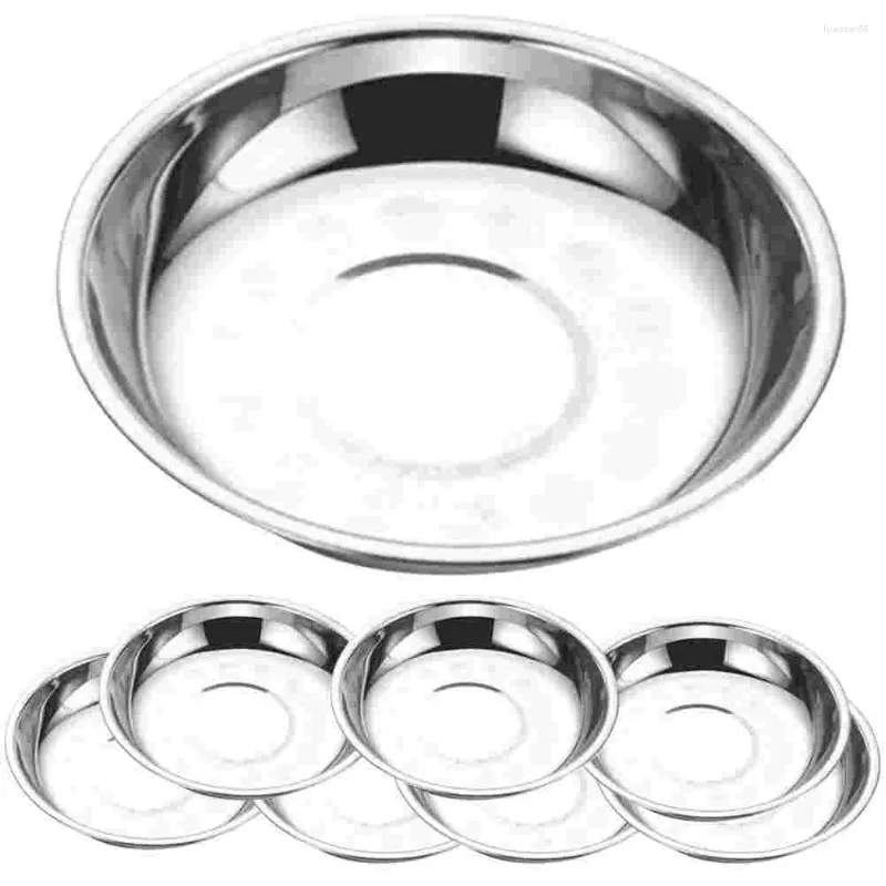 Dinnerware Sets 8 Pcs Stainless Steel Disc BBQ Plate Round Dinner Plates Snack Dish Jewelry Tray Barbecue Trays Dishes Grill